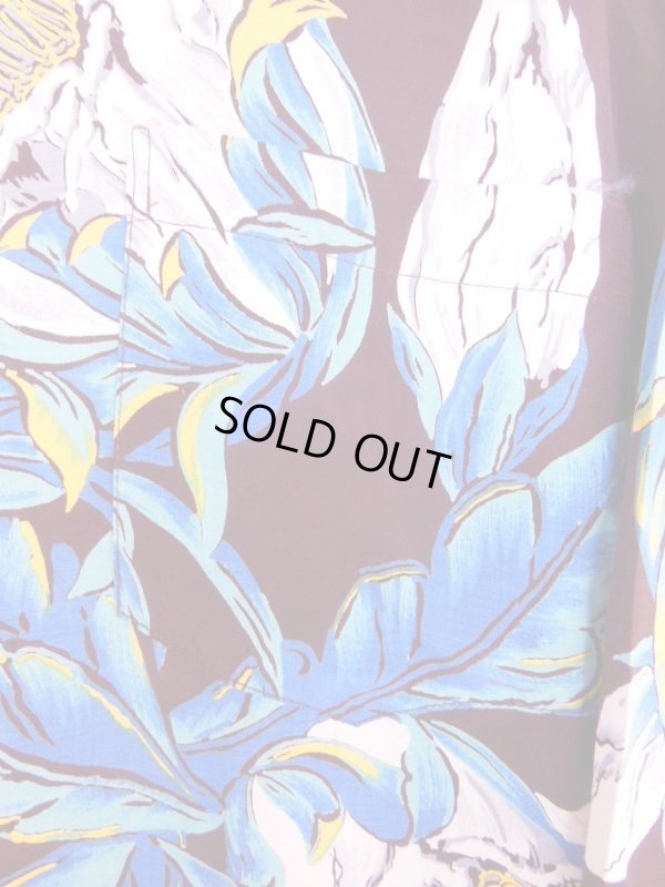 画像18: 1950'S TROPICANA DARK BROWN HAWAIIAN SHIRT L/S/SZ/MEDIUM