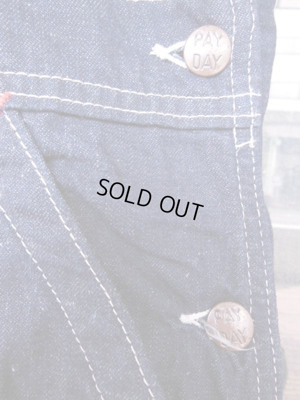 画像10: 1950'S PAYDAY INDIGO DENIM OVERALLS 40X30