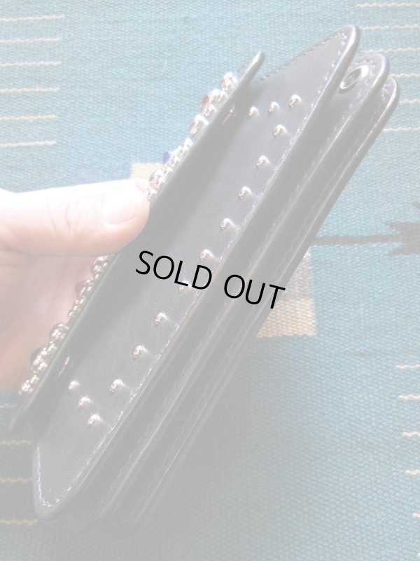 画像6: RAWHIDE STUDDED & JEWELED TRUCKERS WALLET LOT-501B/BLACK