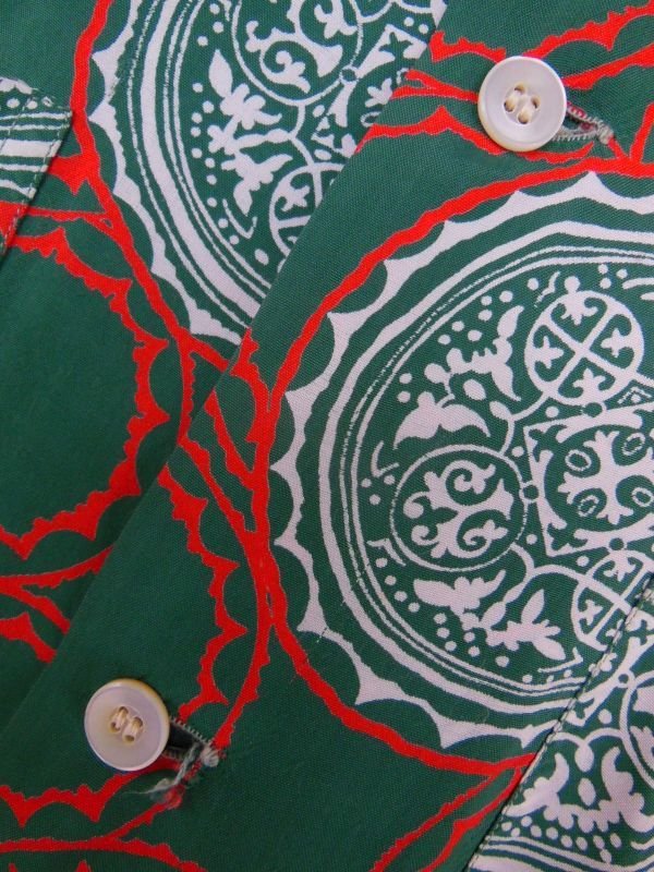 画像11: 1950'S CAVALIER CASUALS GREEN RAYON HAWAIIAN SHIRT L/S/SZ/M