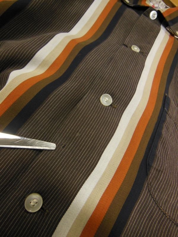 画像13: 1950'S CAMPUS BD STPIPE COTTON SHIRT SZ/S