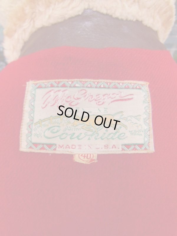 画像18: 1940'S McGREGOR COWHIDE BOMBER JACKET SZ/40