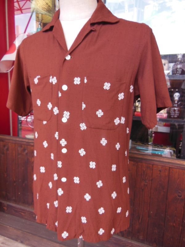画像16: 1950'S〜 LANCER ATOMIC PATERN PRINTED BROWN FLECK RAYON SHIRT SZ/M