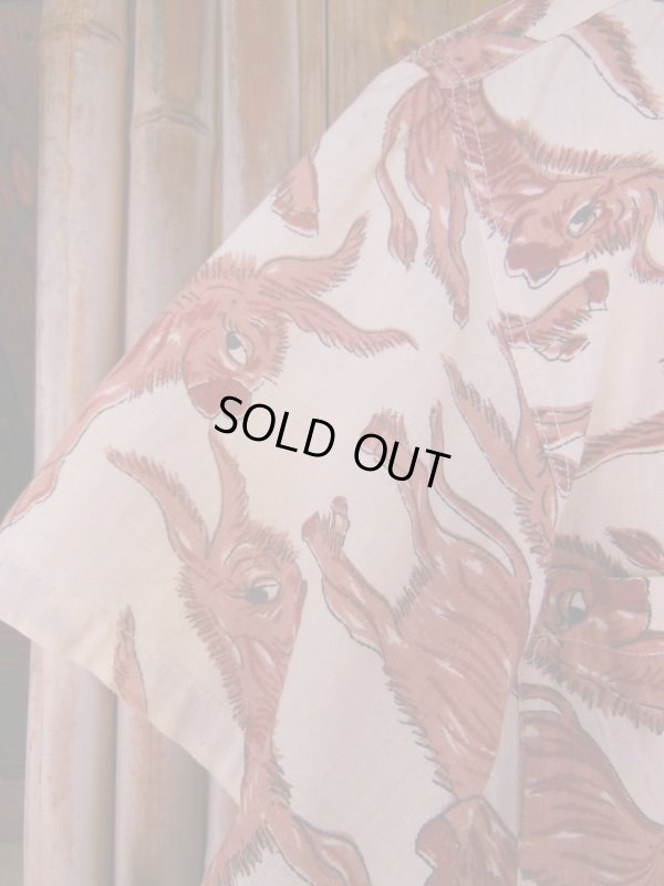 画像12: 1950'S MOKAMBO DONKEY PRINTED MEXICAN COTTON SHIRT SZ/MEDIUM