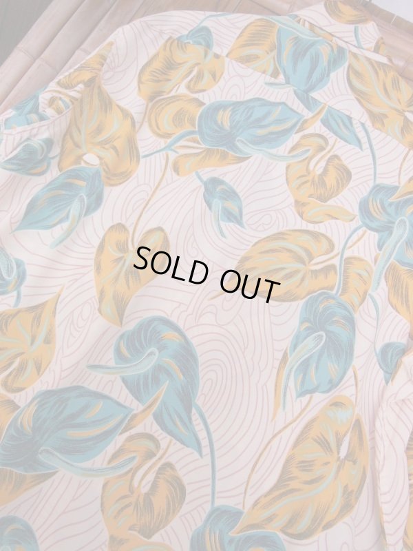 画像10: 1950'S DEADSTOCK SKIPPER RAYON HAWAIIAN SHIRT L/S/SZ/ML