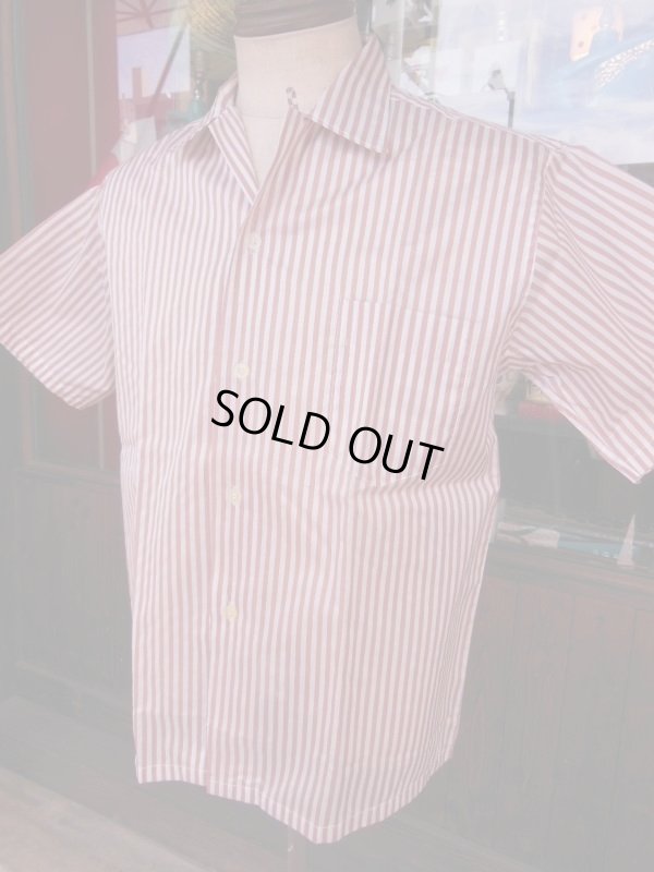 画像13: 1950'S SILK & COTTON STRIPE OPEN COLAR BOX SHIRT SZ/M