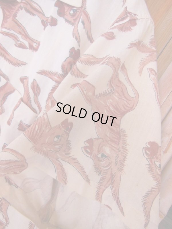 画像11: 1950'S MOKAMBO DONKEY PRINTED MEXICAN COTTON SHIRT SZ/MEDIUM