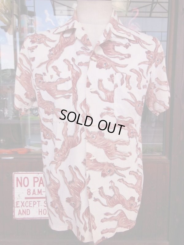 画像15: 1950'S MOKAMBO DONKEY PRINTED MEXICAN COTTON SHIRT SZ/MEDIUM