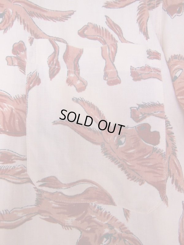 画像10: 1950'S MOKAMBO DONKEY PRINTED MEXICAN COTTON SHIRT SZ/MEDIUM
