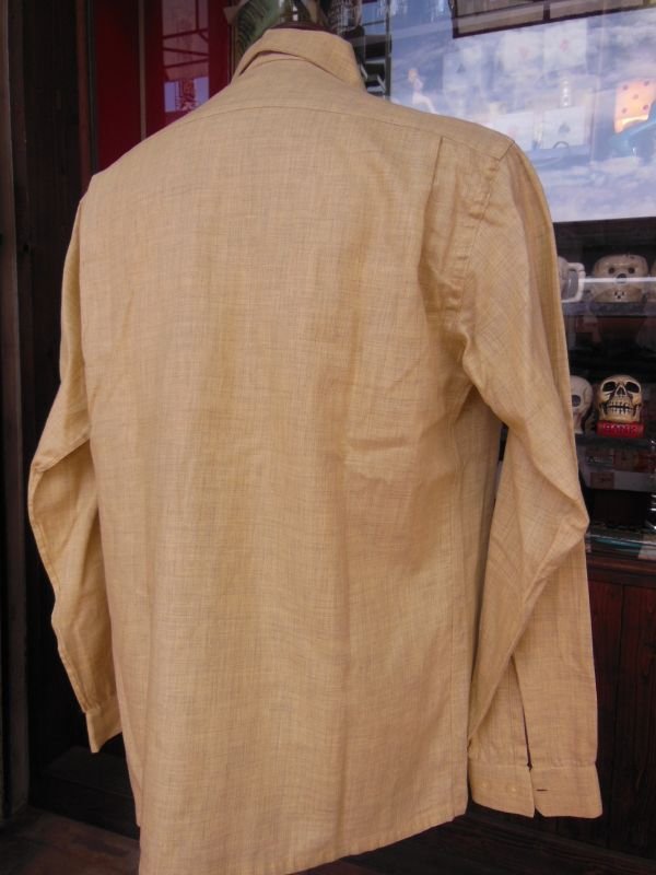 画像16: 1950'S DEADSTOCK MARLBORO LEMON YELLOW FLECK COTTON RAYON SHIRT SZ/M