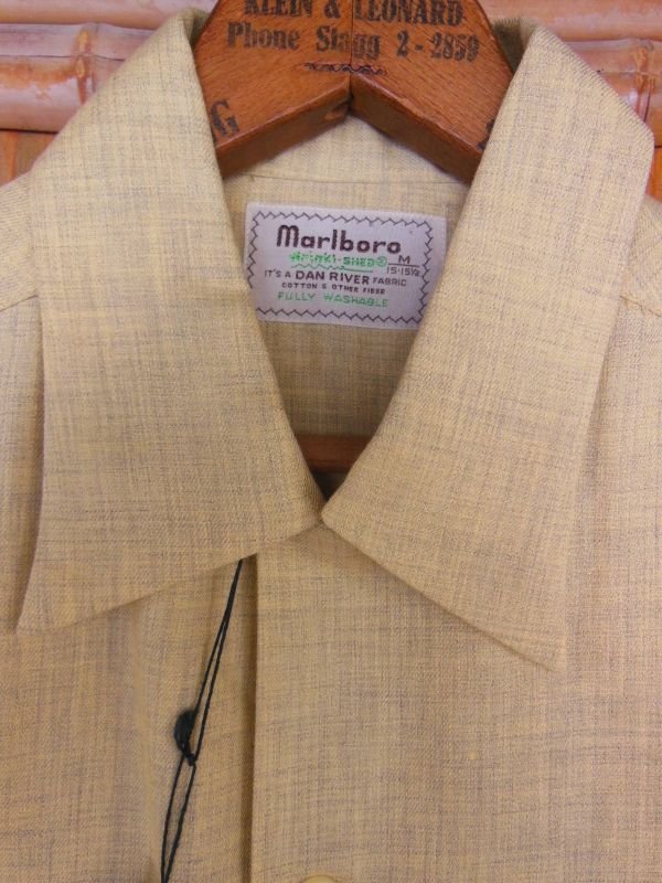 画像6: 1950'S DEADSTOCK MARLBORO LEMON YELLOW FLECK COTTON RAYON SHIRT SZ/M