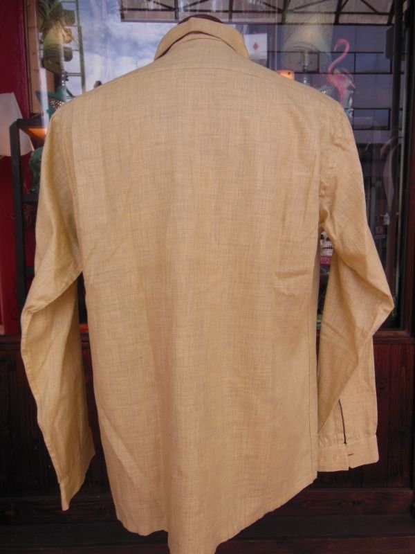 画像15: 1950'S DEADSTOCK MARLBORO LEMON YELLOW FLECK COTTON RAYON SHIRT SZ/M