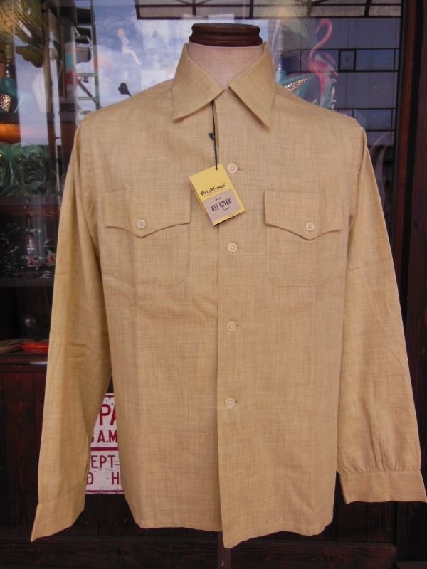 画像13: 1950'S DEADSTOCK MARLBORO LEMON YELLOW FLECK COTTON RAYON SHIRT SZ/M