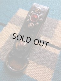 RAWHIDE 1" 25MM STUDDED & JEWELED KEY HOLDER/BLACK/RED