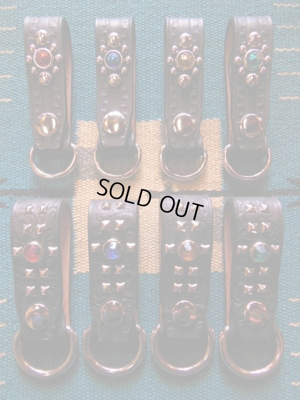 画像7: RAWHIDE 1" 25MM STUDDED & JEWELED KEY HOLDER/BLACK/AMBER