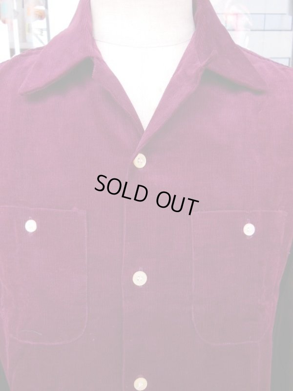 画像8: 1950'S DEADSTOCK TOP CRAFT BURGUNDY CORDUROY SHIRT SZ/LARGEL