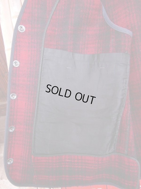 画像11: 1940'S WOOLRICH RED X BLACK PLAID WOOL HUNTING VEST SZ/38