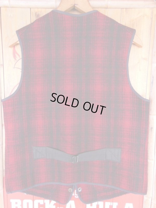 画像3: 1940'S WOOLRICH RED X BLACK PLAID WOOL HUNTING VEST SZ/38