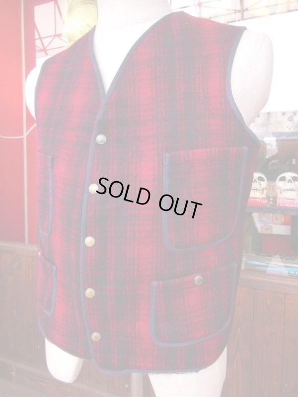 画像5: 1940'S WOOLRICH RED X BLACK PLAID WOOL HUNTING VEST SZ/38