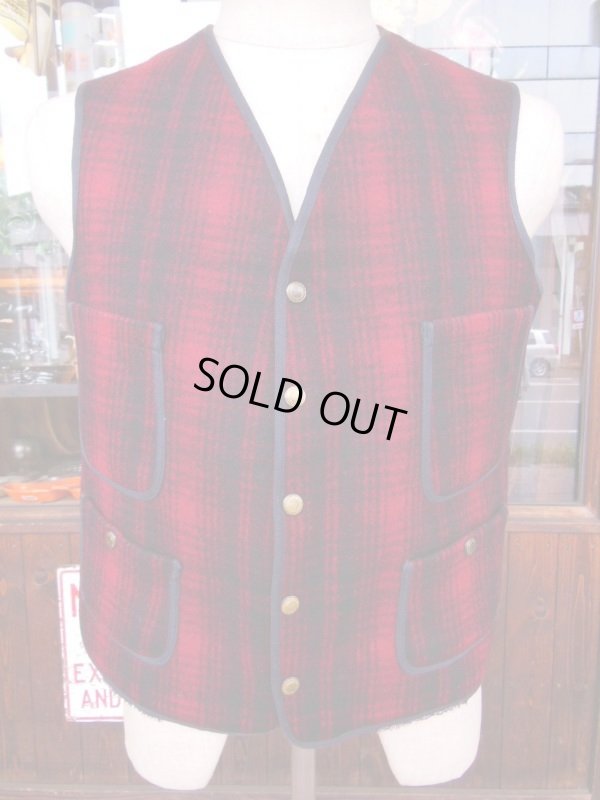 画像4: 1940'S WOOLRICH RED X BLACK PLAID WOOL HUNTING VEST SZ/38