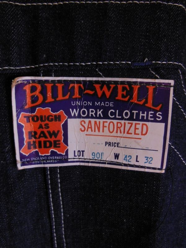 画像14: 1940'S〜 DEADSTOCK BILT-WELL W KNEE OVERALLS LOT 901 42X32