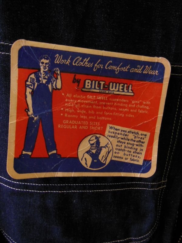 画像13: 1940'S〜 DEADSTOCK BILT-WELL W KNEE OVERALLS LOT 901 42X32