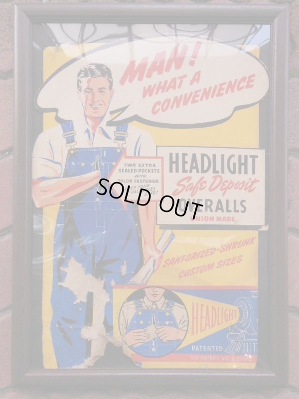 画像1: 1940'S HEADLIGHT ADVERTISING CARDBOARD SIGN  
