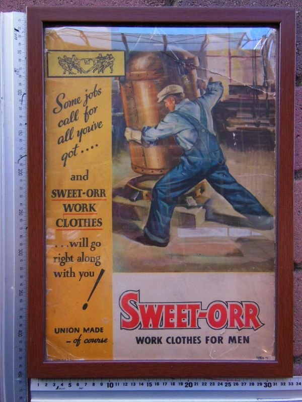 画像2: 1940'S SWEET-ORR ADVERTISING CARDBOARD SIGN  