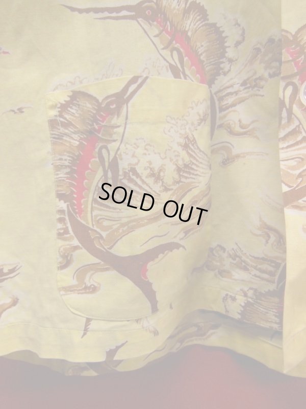 画像6: 1940'S〜 ROBERT BRUES SWORDFISH PRINTED COTTON SPORTS SHIRT SZ/M 