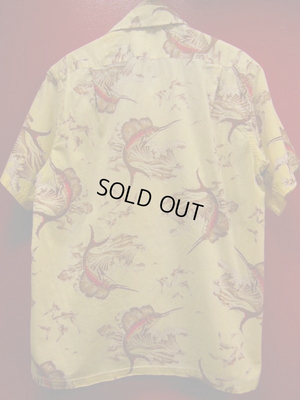 画像5: 1940'S〜 ROBERT BRUES SWORDFISH PRINTED COTTON SPORTS SHIRT SZ/M 