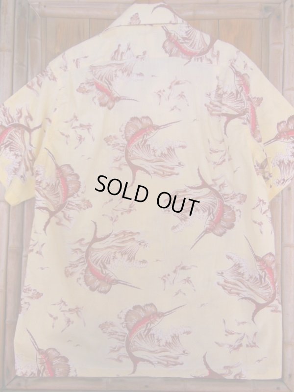 画像17: 1940'S〜 ROBERT BRUES SWORDFISH PRINTED COTTON SPORTS SHIRT SZ/M 