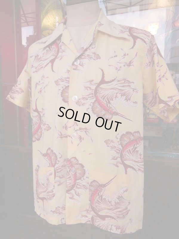 画像19: 1940'S〜 ROBERT BRUES SWORDFISH PRINTED COTTON SPORTS SHIRT SZ/M 