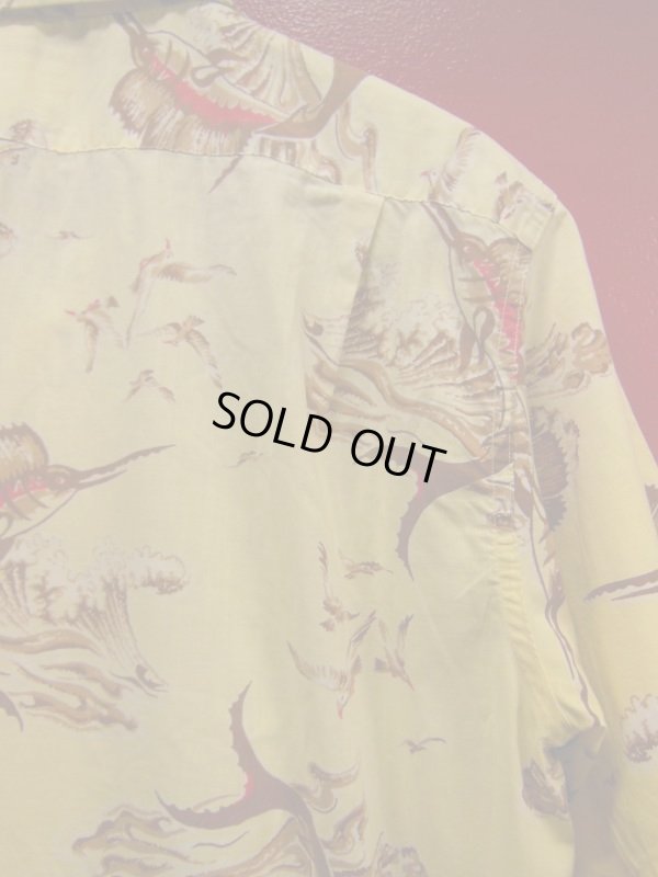 画像7: 1940'S〜 ROBERT BRUES SWORDFISH PRINTED COTTON SPORTS SHIRT SZ/M 