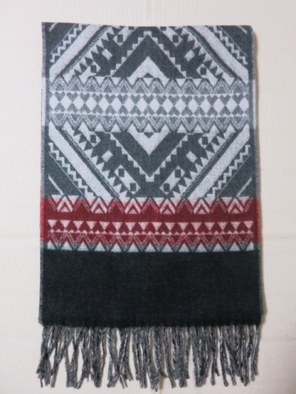 画像4: DAPPER'S Cashmink Scarf by V.FRAAS LOT1210 (ETHNIC) GRAY/RED★NAVY/ORANGE　　