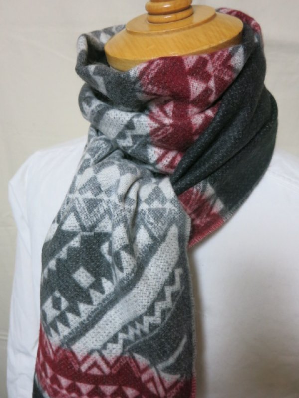画像3: DAPPER'S Cashmink Scarf by V.FRAAS LOT1210 (ETHNIC) GRAY/RED★NAVY/ORANGE　　
