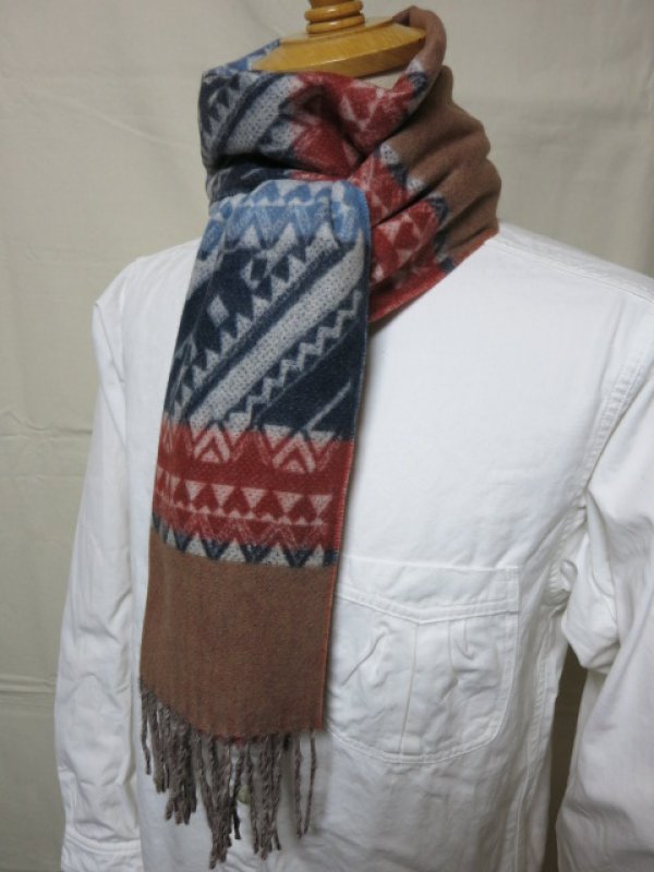 画像8: DAPPER'S Cashmink Scarf by V.FRAAS LOT1210 (ETHNIC) GRAY/RED★NAVY/ORANGE　　