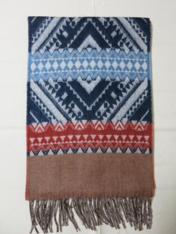 画像11: DAPPER'S Cashmink Scarf by V.FRAAS LOT1210 (ETHNIC) GRAY/RED★NAVY/ORANGE　　