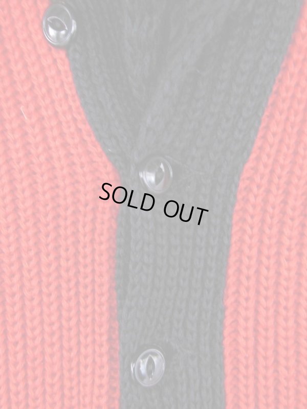 画像6: 1950'S CARL-RITE RED AND BLACK TWO TONE SHAWL COLLAR KNIT CARDIGAN