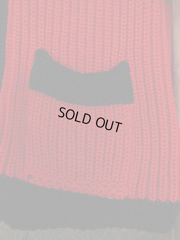 画像7: 1950'S CARL-RITE RED AND BLACK TWO TONE SHAWL COLLAR KNIT CARDIGAN