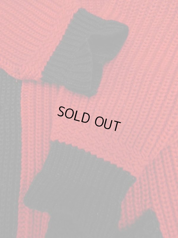 画像9: 1950'S CARL-RITE RED AND BLACK TWO TONE SHAWL COLLAR KNIT CARDIGAN