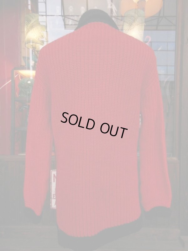 画像18: 1950'S CARL-RITE RED AND BLACK TWO TONE SHAWL COLLAR KNIT CARDIGAN