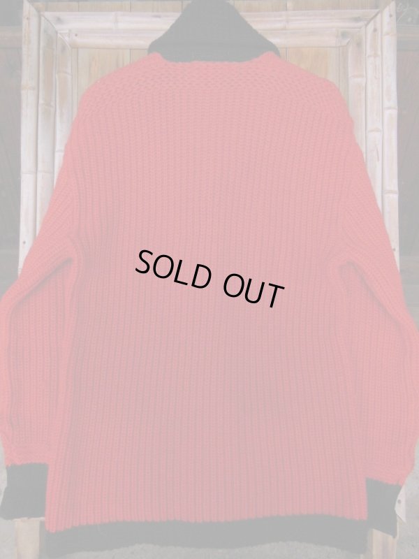 画像4: 1950'S CARL-RITE RED AND BLACK TWO TONE SHAWL COLLAR KNIT CARDIGAN