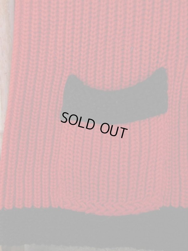 画像8: 1950'S CARL-RITE RED AND BLACK TWO TONE SHAWL COLLAR KNIT CARDIGAN