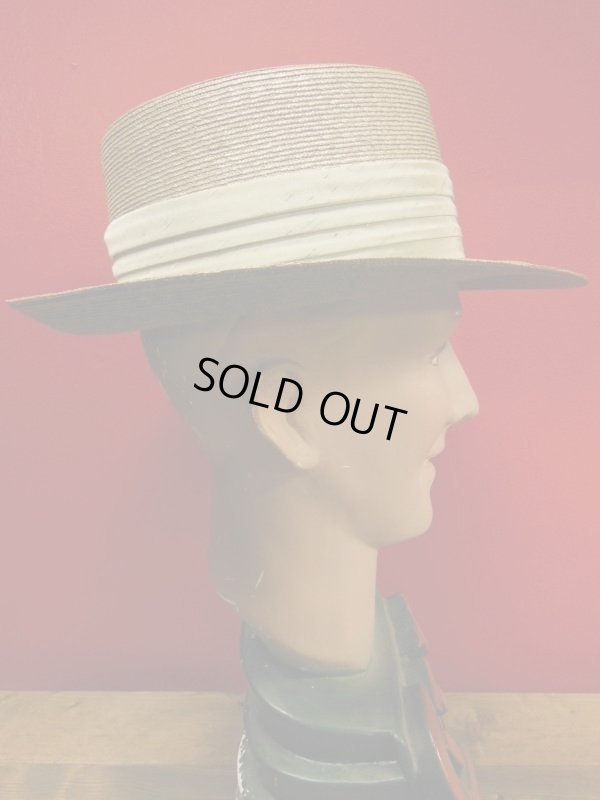 画像10: 1950'S BRIGHAM HOPKINS CO, STRAW PORK PIE HAT/7 (56cm)ビンテージストローハット/ワイドブリム