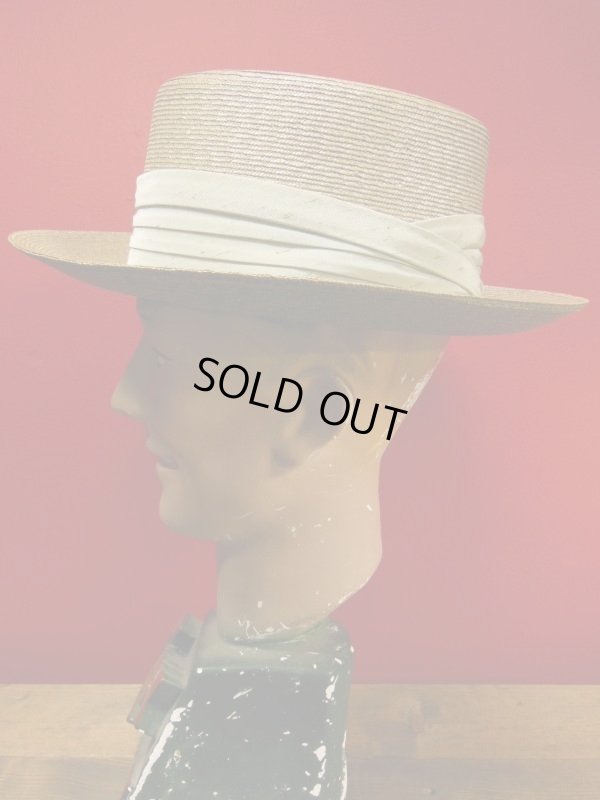 画像5: 1950'S BRIGHAM HOPKINS CO, STRAW PORK PIE HAT/7 (56cm)ビンテージストローハット/ワイドブリム