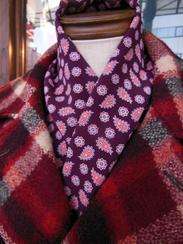 画像8: 1950'S VINTAGE RAYON SCARF/BURGANDY/PAISLEY PATERN