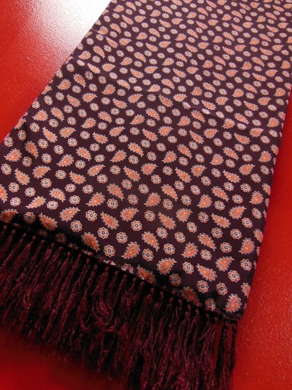 画像5: 1950'S VINTAGE RAYON SCARF/BURGANDY/PAISLEY PATERN
