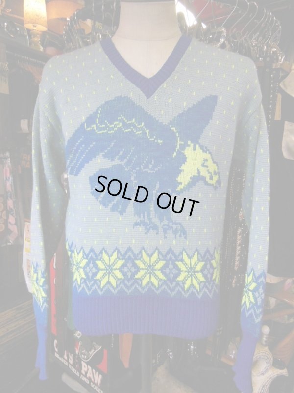 画像11: 1940'S CAMPUS EAGLE & DAT GLO SNOWFLAKE PATERN JAQUARD WOOL SWEATER SIZE/42  