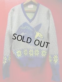 1940'S CAMPUS EAGLE & DAT GLO SNOWFLAKE PATERN JAQUARD WOOL SWEATER SIZE/42  
