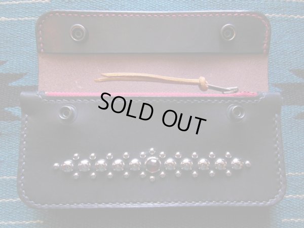 画像6: RAWHIDE STUDDED & JEWELED TRUCKERS WALLET LOT-501C/RED X BLACK/2
